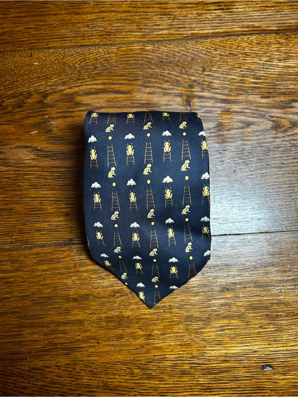 Hermes Navy Blue Patterned Men’s Silk Tie